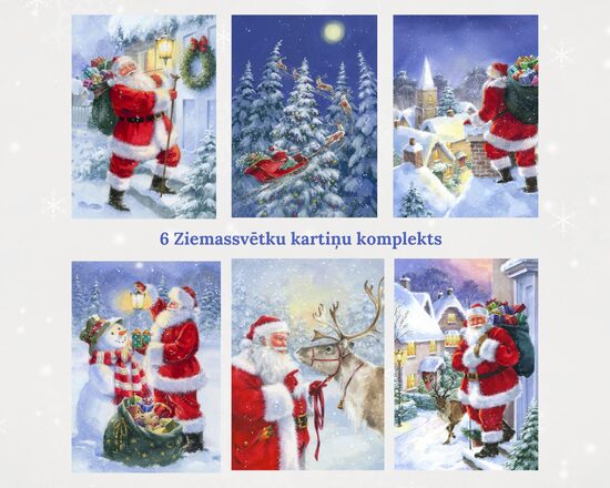 6 Ziemassvētku kartiņas - Ziemassvētku Vecītis