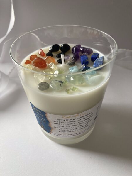 Reiki Scented Soy Wax Candle with Crystals