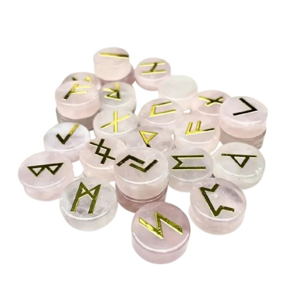 Rose Quartz Runes - round