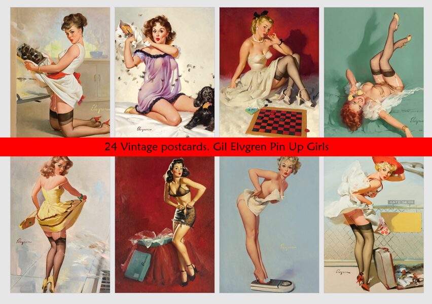 24 Pastkartes - Pin Up Meitenes