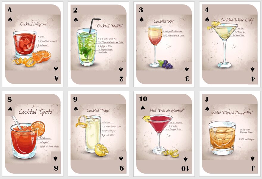 Cocktail Recipe Playing cards